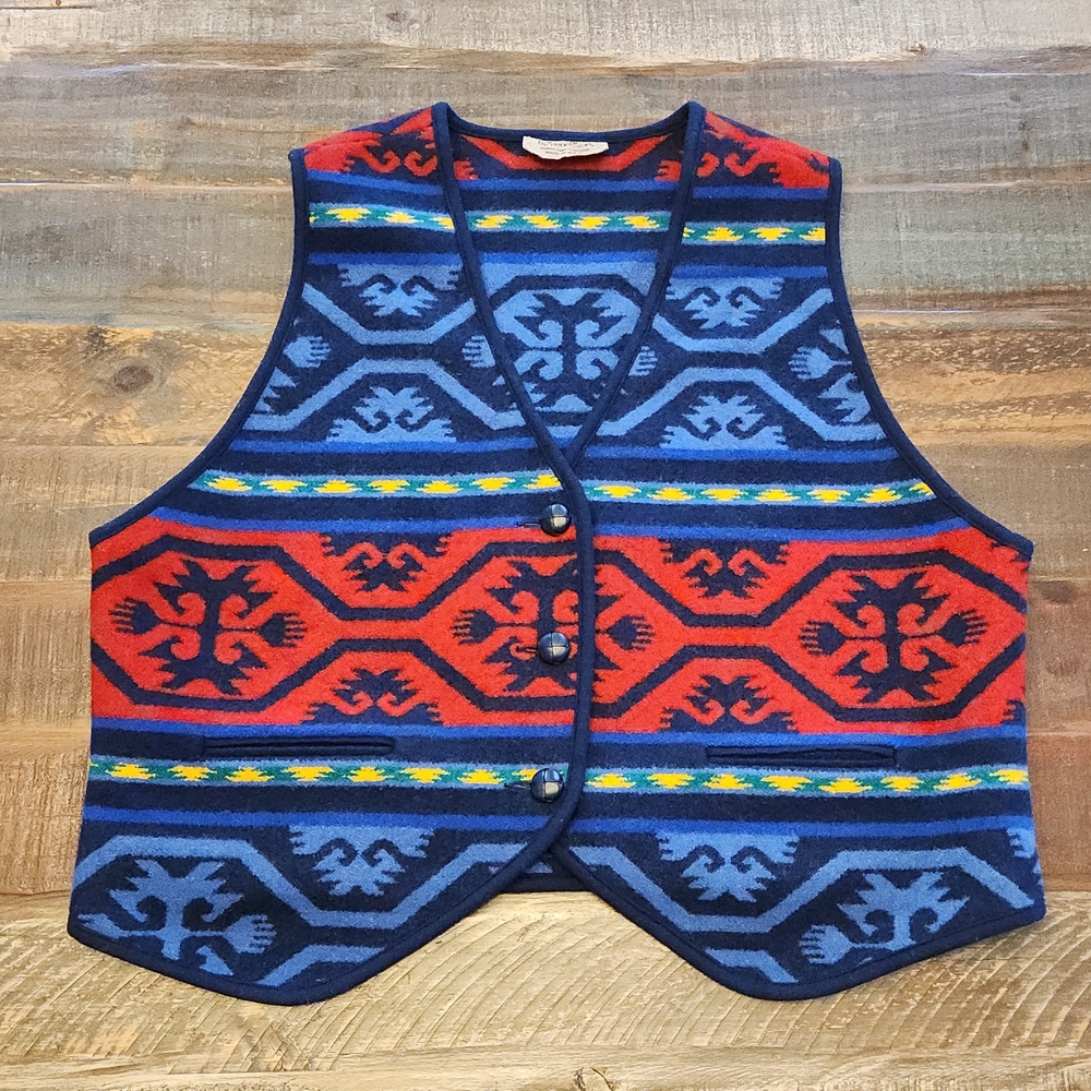 Vintage Womens Pendleton Knockabouts Aztec Vest XL Western Cowgirl Geometric
